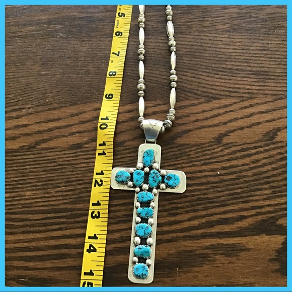 Vintage Tommy Moore Turquoise Sterling Cross Beads - Picture 2 of 7